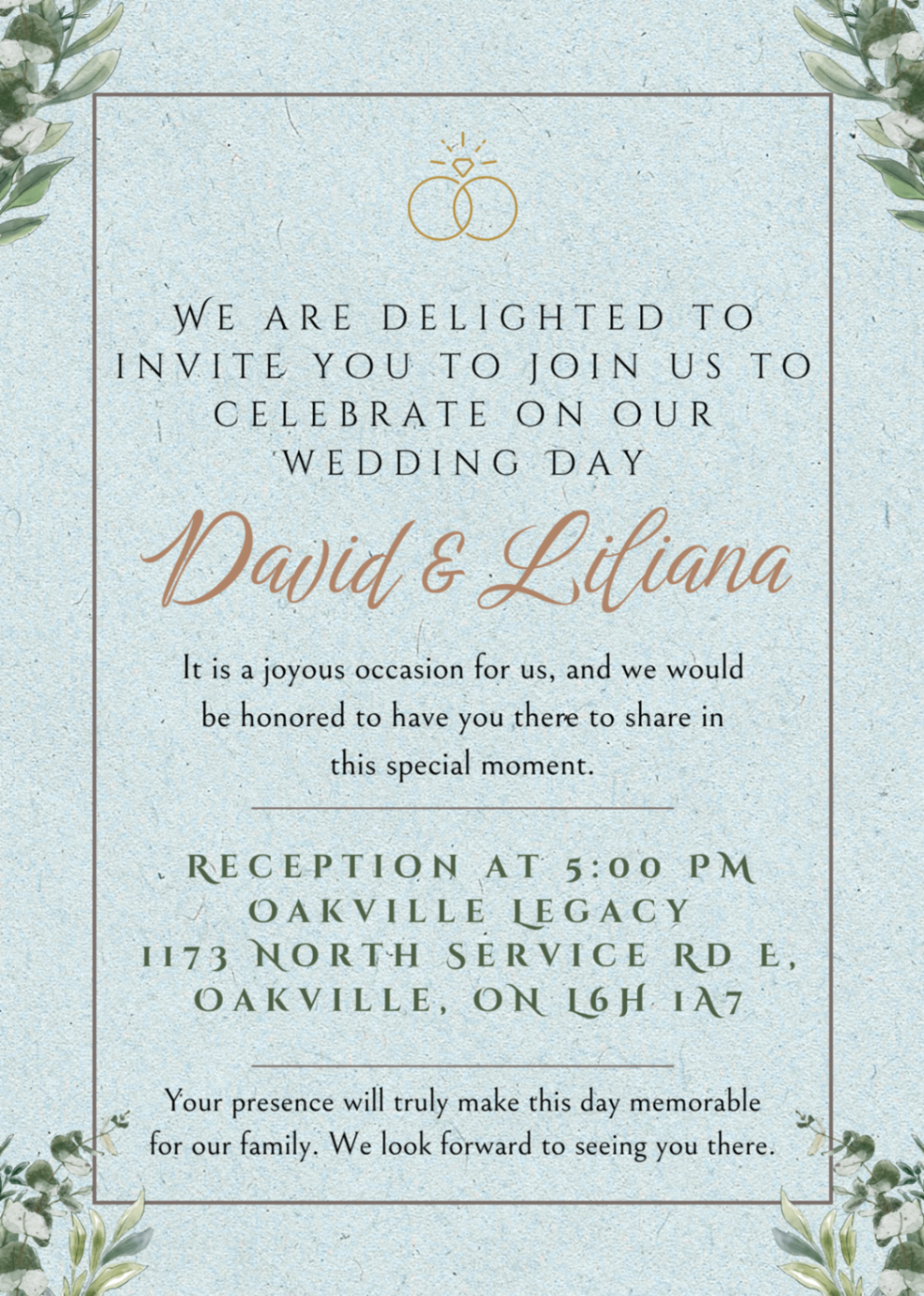 Reception invitation