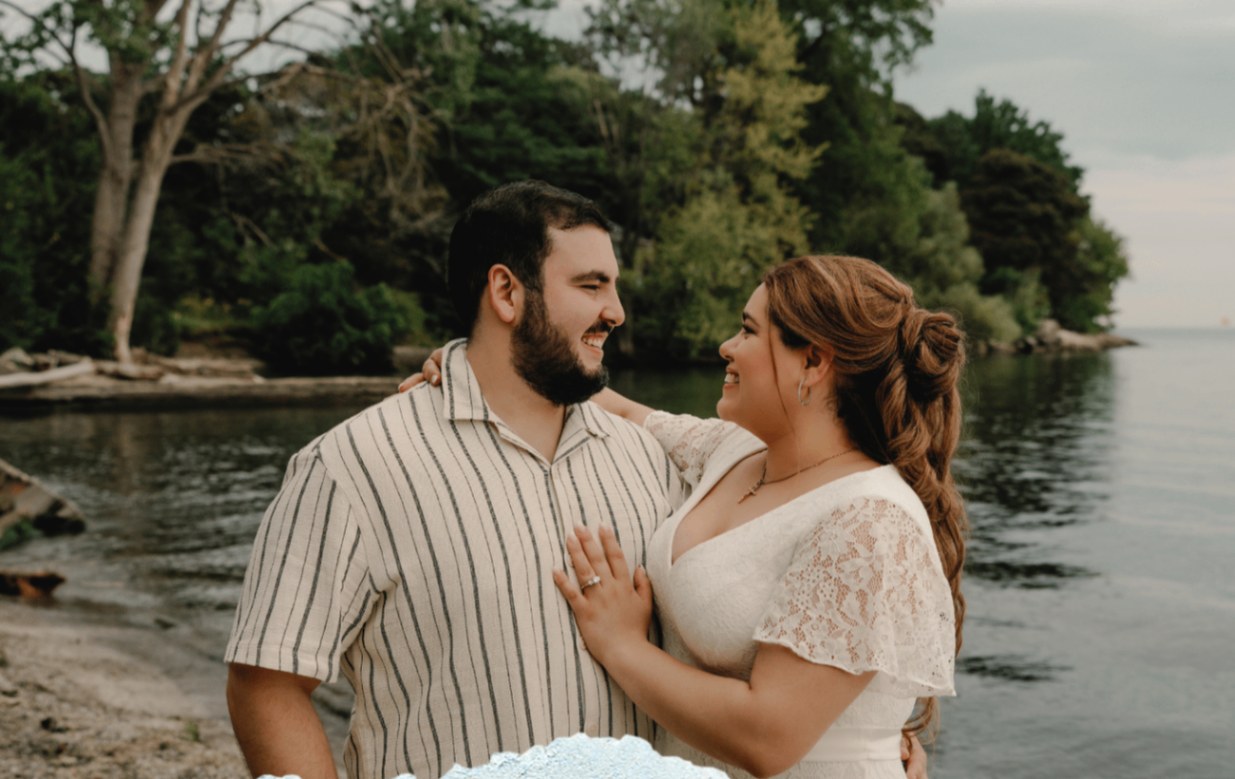 David and Liliana together by the lakeshore