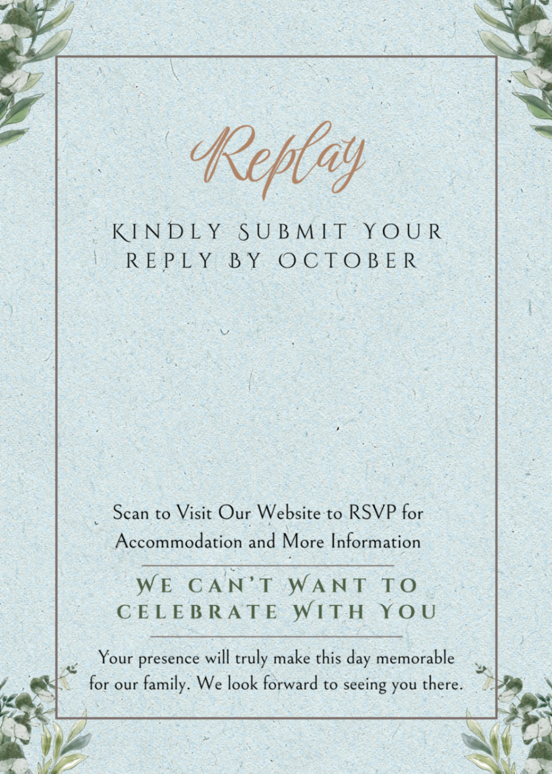 RSVP card from the wedding invitation